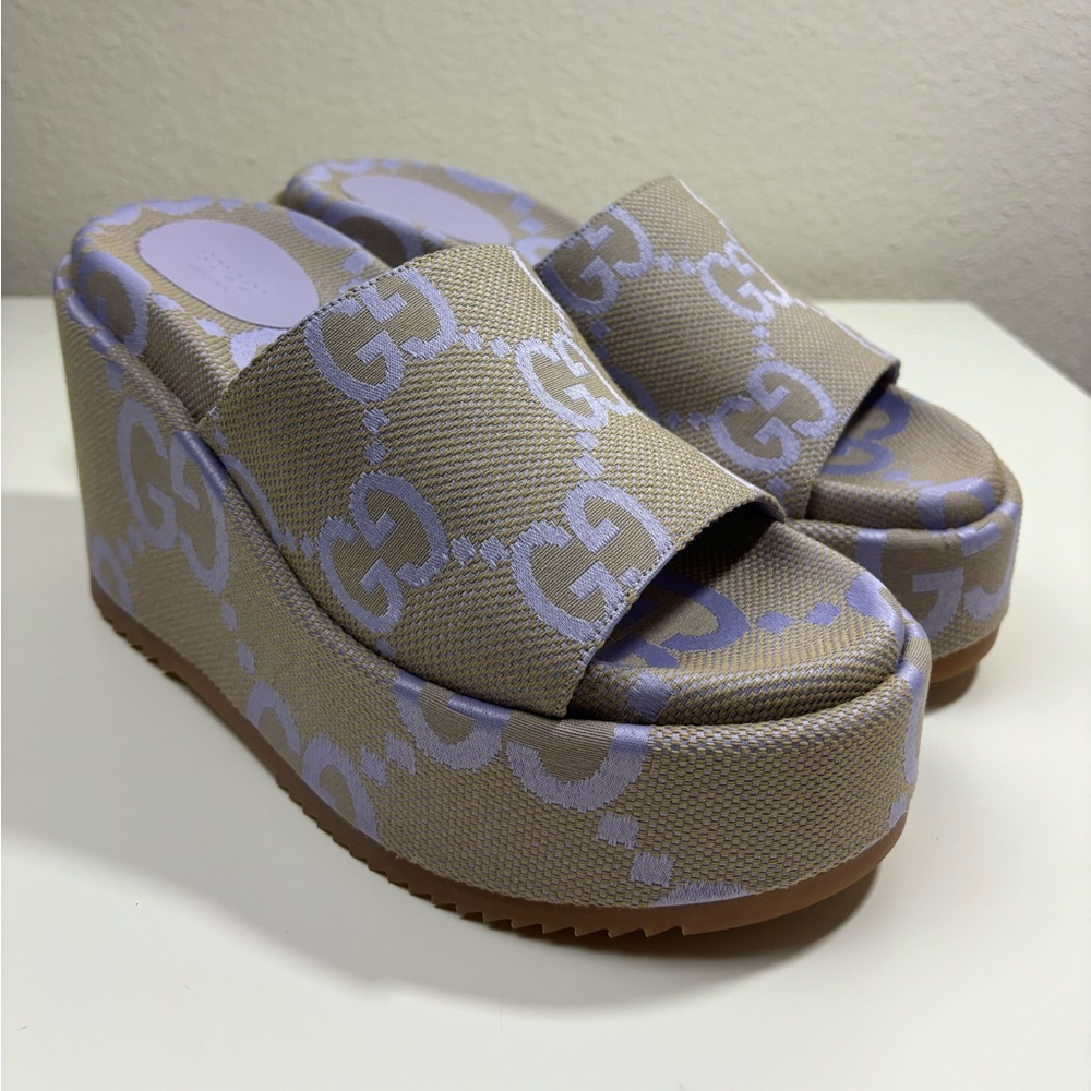 Gucci Jumbo GG Platform Mules Sandals Slide